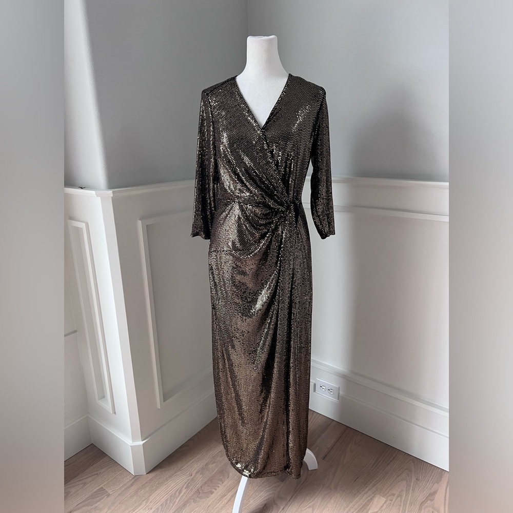 John Meyer Studio Gold sparkling maxi dress size 10